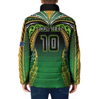 Custom Cook Islands Rugby League Padded Jacket Avaiki Tatau Tribal Motifs Black Color - Aussie Hoodie