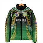 Custom Cook Islands Rugby League Padded Jacket Avaiki Tatau Tribal Motifs Black Color - Aussie Hoodie