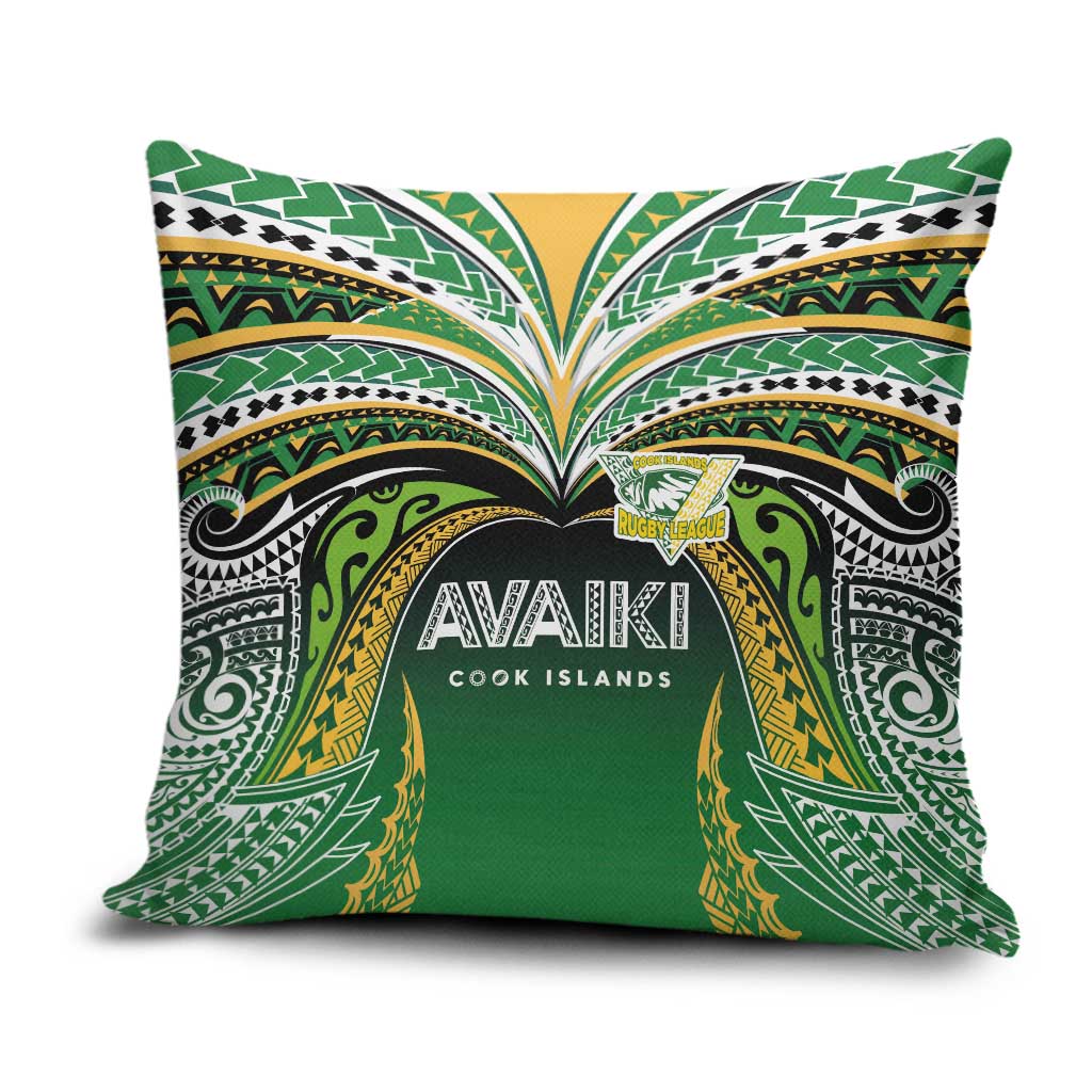 Cook Islands Rugby League Pillow Cover Avaiki Tatau Tribal Motifs Black Color - Aussie Hoodie