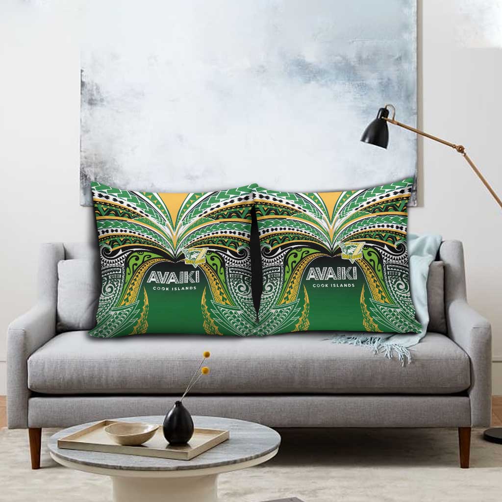 Cook Islands Rugby League Pillow Cover Avaiki Tatau Tribal Motifs Black Color - Aussie Hoodie