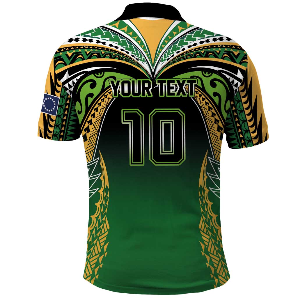 Custom Cook Islands Rugby League Polo Shirt Avaiki Tatau Tribal Motifs Black Color - Aussie Hoodie