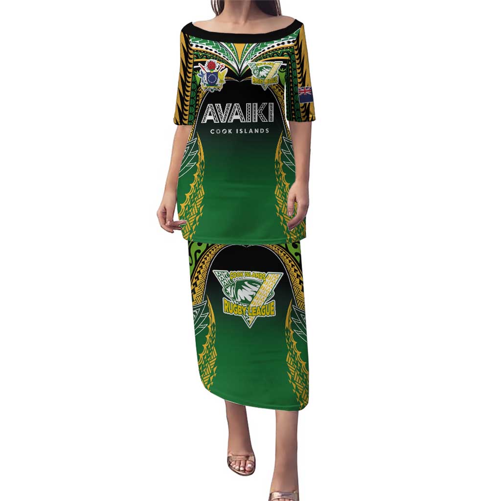 Custom Cook Islands Rugby League Puletasi Avaiki Tatau Tribal Motifs Black Color - Aussie Hoodie