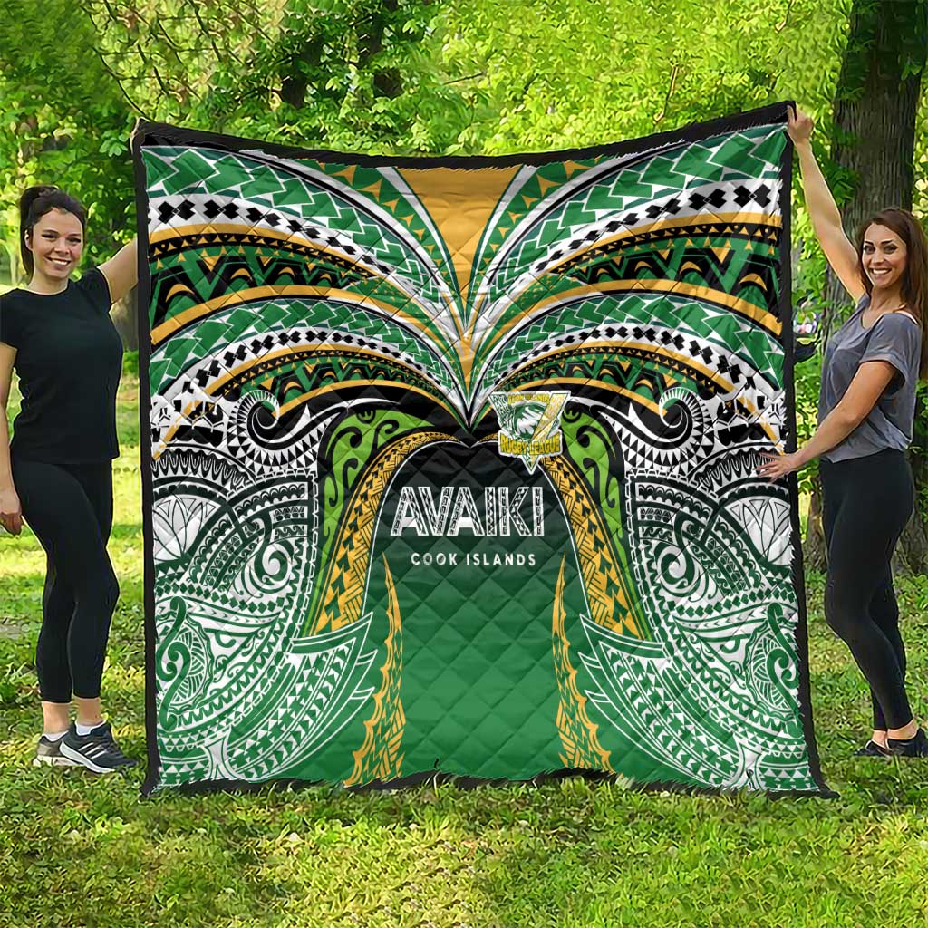 Cook Islands Rugby League Quilt Avaiki Tatau Tribal Motifs Black Color - Aussie Hoodie