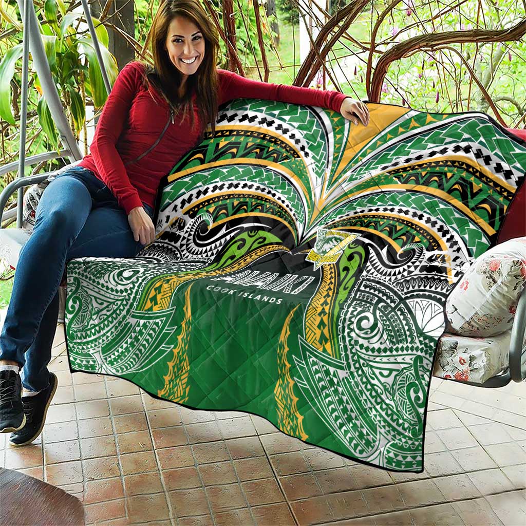 Cook Islands Rugby League Quilt Avaiki Tatau Tribal Motifs Black Color - Aussie Hoodie