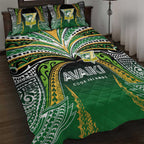 Cook Islands Rugby League Quilt Bed Set Avaiki Tatau Tribal Motifs Black Color - Aussie Hoodie