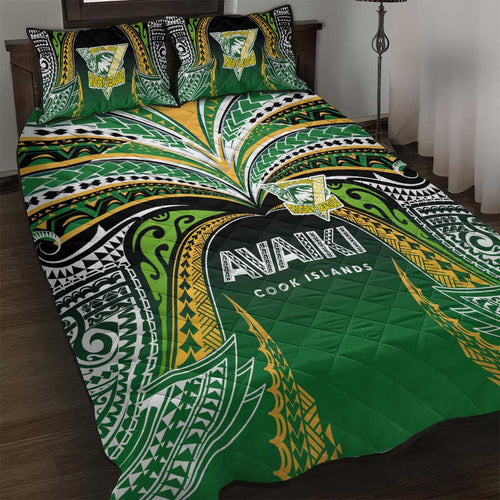 Cook Islands Rugby League Quilt Bed Set Avaiki Tatau Tribal Motifs Black Color - Aussie Hoodie