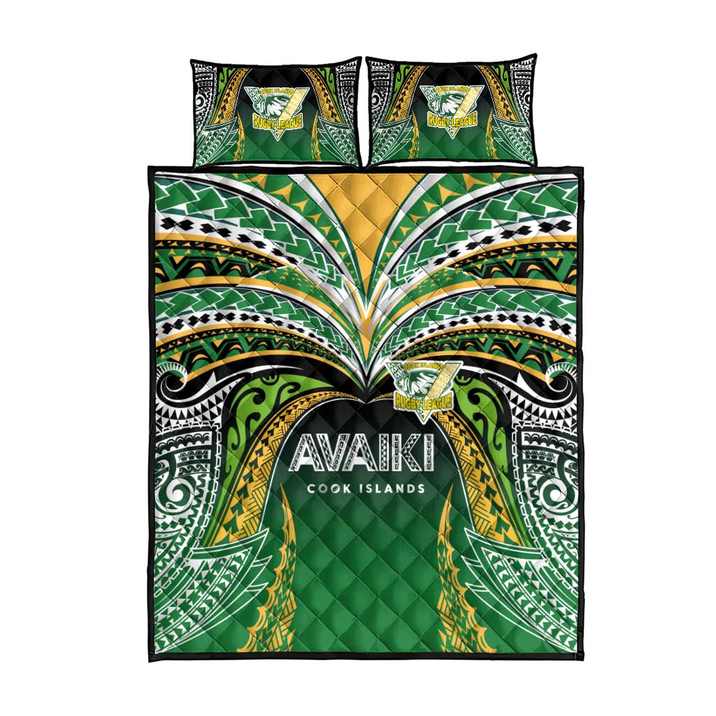 Cook Islands Rugby League Quilt Bed Set Avaiki Tatau Tribal Motifs Black Color - Aussie Hoodie