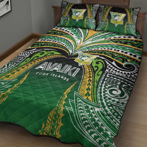 Cook Islands Rugby League Quilt Bed Set Avaiki Tatau Tribal Motifs Black Color - Aussie Hoodie
