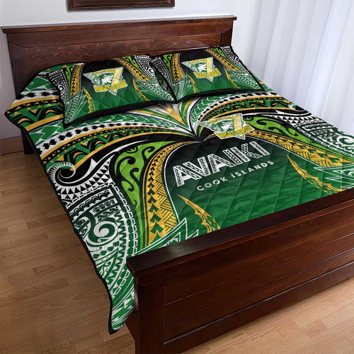 Cook Islands Rugby League Quilt Bed Set Avaiki Tatau Tribal Motifs Black Color - Aussie Hoodie