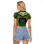 Custom Cook Islands Rugby League Raglan Cropped T Shirt Avaiki Tatau Tribal Motifs Black Color - Aussie Hoodie