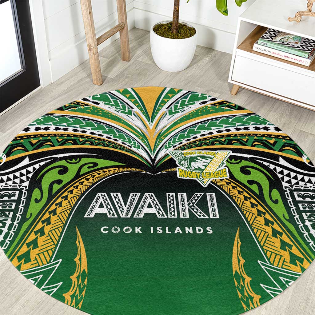 Cook Islands Rugby League Round Carpet Avaiki Tatau Tribal Motifs Black Color - Aussie Hoodie