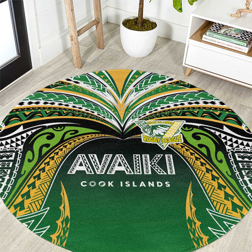 Cook Islands Rugby League Round Carpet Avaiki Tatau Tribal Motifs Black Color - Aussie Hoodie