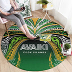 Cook Islands Rugby League Round Carpet Avaiki Tatau Tribal Motifs Black Color - Aussie Hoodie