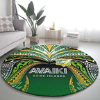 Cook Islands Rugby League Round Carpet Avaiki Tatau Tribal Motifs Black Color - Aussie Hoodie