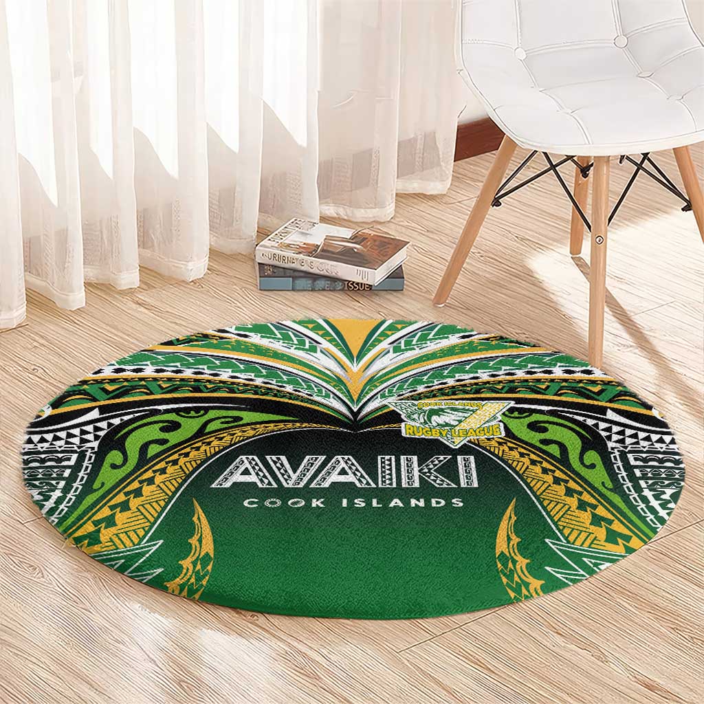 Cook Islands Rugby League Round Carpet Avaiki Tatau Tribal Motifs Black Color - Aussie Hoodie