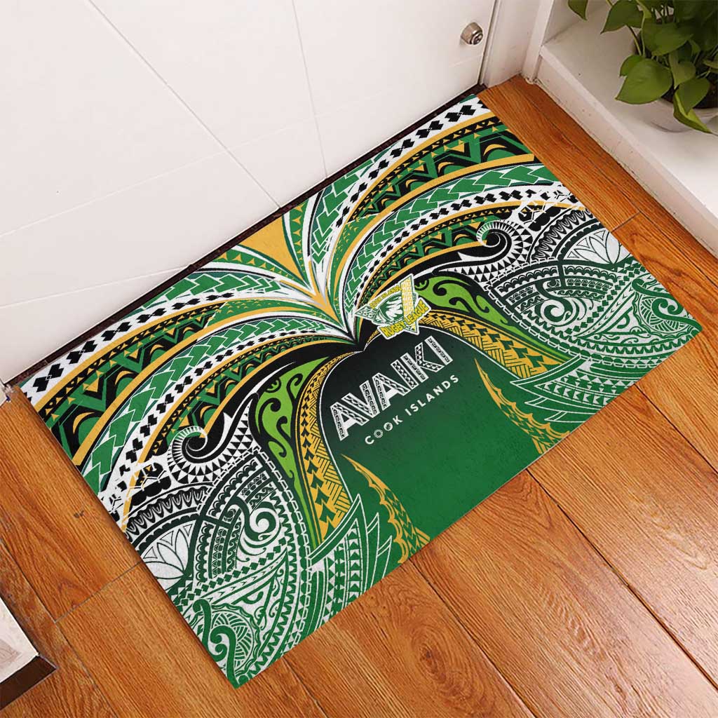 Cook Islands Rugby League Rubber Doormat Avaiki Tatau Tribal Motifs Black Color - Aussie Hoodie