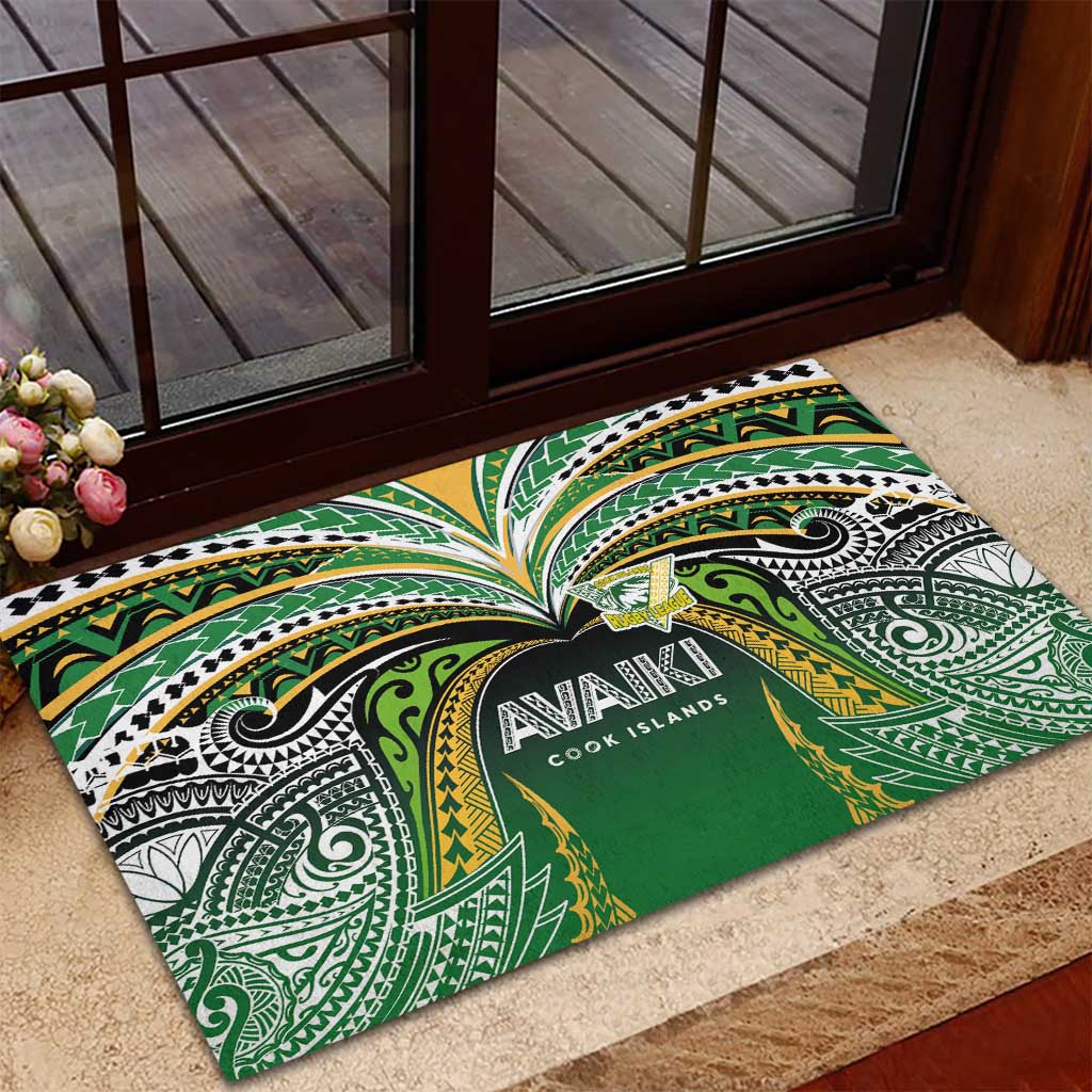 Cook Islands Rugby League Rubber Doormat Avaiki Tatau Tribal Motifs Black Color - Aussie Hoodie