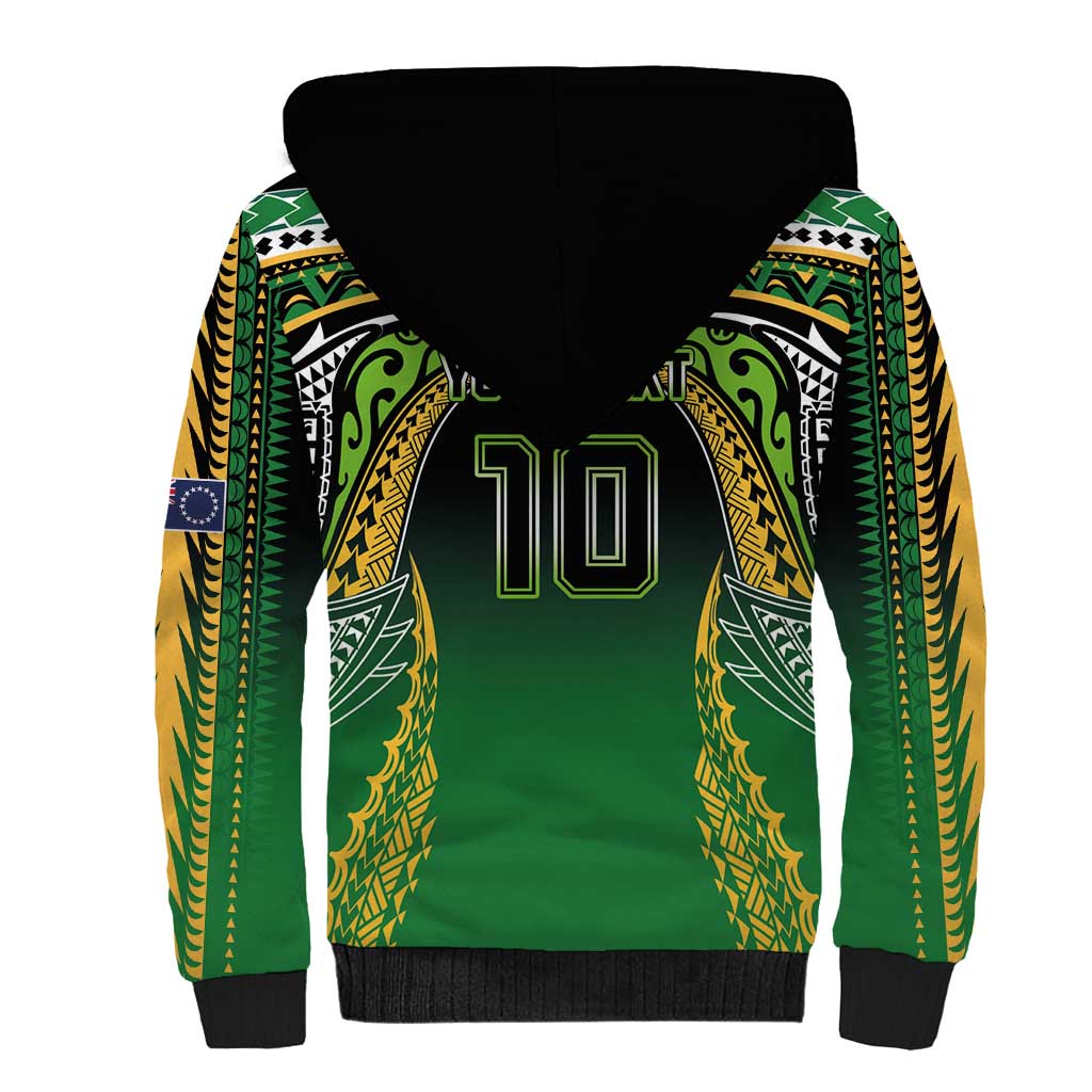 Custom Cook Islands Rugby League Sherpa Hoodie Avaiki Tatau Tribal Motifs Black Color - Aussie Hoodie
