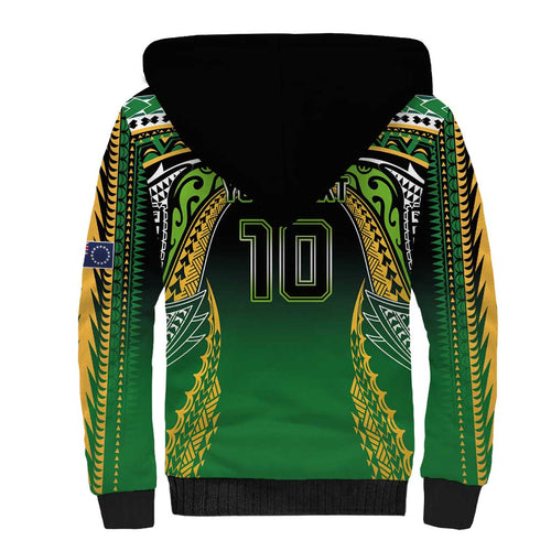 Custom Cook Islands Rugby League Sherpa Hoodie Avaiki Tatau Tribal Motifs Black Color - Aussie Hoodie