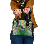 Cook Islands Rugby League Shoulder Handbag Avaiki Tatau Tribal Motifs Black Color - Aussie Hoodie