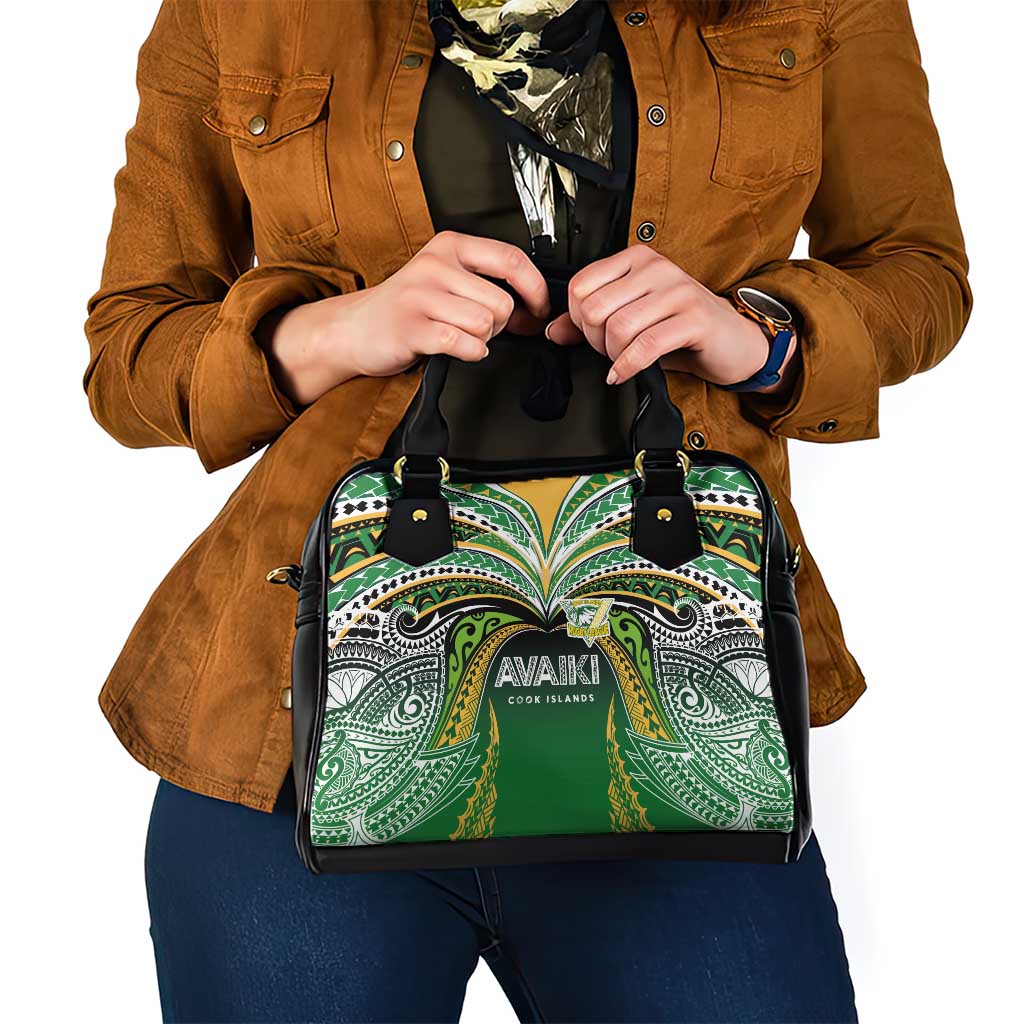 Cook Islands Rugby League Shoulder Handbag Avaiki Tatau Tribal Motifs Black Color - Aussie Hoodie