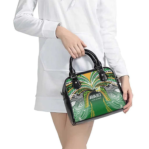 Cook Islands Rugby League Shoulder Handbag Avaiki Tatau Tribal Motifs Black Color - Aussie Hoodie