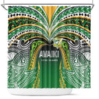 Cook Islands Rugby League Shower Curtain Avaiki Tatau Tribal Motifs Black Color - Aussie Hoodie