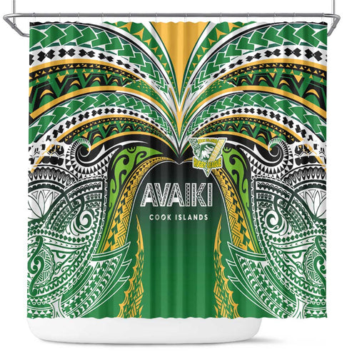 Cook Islands Rugby League Shower Curtain Avaiki Tatau Tribal Motifs Black Color - Aussie Hoodie