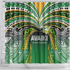 Cook Islands Rugby League Shower Curtain Avaiki Tatau Tribal Motifs Black Color - Aussie Hoodie