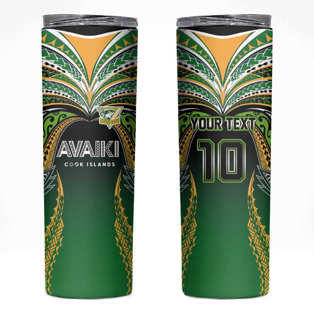 Custom Cook Islands Rugby League Skinny Tumbler Avaiki Tatau Tribal Motifs Black Color - Aussie Hoodie
