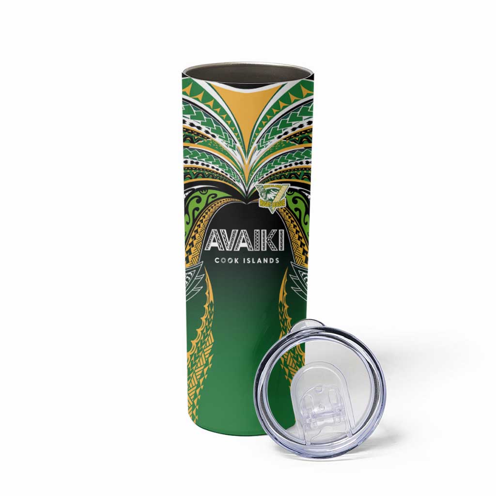 Custom Cook Islands Rugby League Skinny Tumbler Avaiki Tatau Tribal Motifs Black Color - Aussie Hoodie