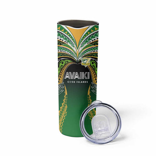 Custom Cook Islands Rugby League Skinny Tumbler Avaiki Tatau Tribal Motifs Black Color - Aussie Hoodie