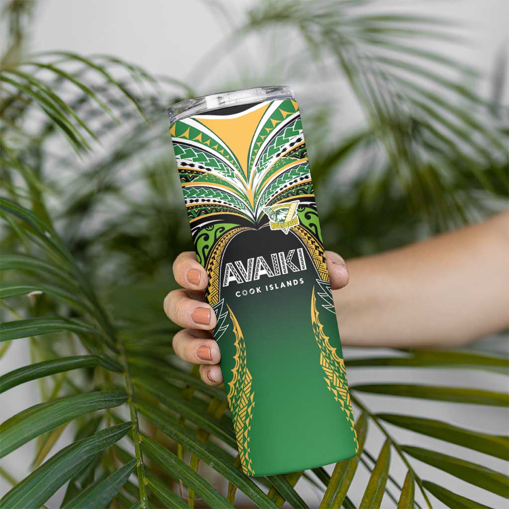 Custom Cook Islands Rugby League Skinny Tumbler Avaiki Tatau Tribal Motifs Black Color - Aussie Hoodie