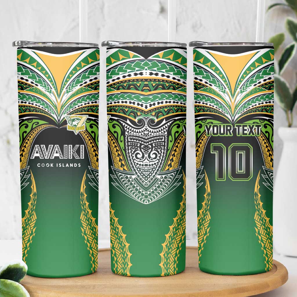 Custom Cook Islands Rugby League Skinny Tumbler Avaiki Tatau Tribal Motifs Black Color - Aussie Hoodie