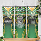 Custom Cook Islands Rugby League Skinny Tumbler Avaiki Tatau Tribal Motifs Black Color - Aussie Hoodie