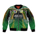 Custom Cook Islands Rugby League Sleeve Zip Bomber Jacket Avaiki Tatau Tribal Motifs Black Color - Aussie Hoodie