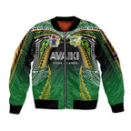 Custom Cook Islands Rugby League Sleeve Zip Bomber Jacket Avaiki Tatau Tribal Motifs Black Color - Aussie Hoodie