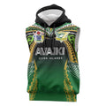 Custom Cook Islands Rugby League Sleeveless Hoodie Avaiki Tatau Tribal Motifs Black Color - Aussie Hoodie