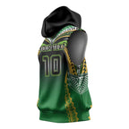 Custom Cook Islands Rugby League Sleeveless Hoodie Avaiki Tatau Tribal Motifs Black Color - Aussie Hoodie