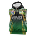 Custom Cook Islands Rugby League Sleeveless Zip Hoodie Avaiki Tatau Tribal Motifs Black Color - Aussie Hoodie