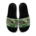 Cook Islands Rugby League Slide Sandals Avaiki Tatau Tribal Motifs Black Color - Aussie Hoodie