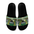 Cook Islands Rugby League Slide Sandals Avaiki Tatau Tribal Motifs Black Color - Aussie Hoodie
