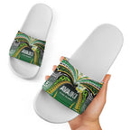 Cook Islands Rugby League Slide Sandals Avaiki Tatau Tribal Motifs Black Color - Aussie Hoodie