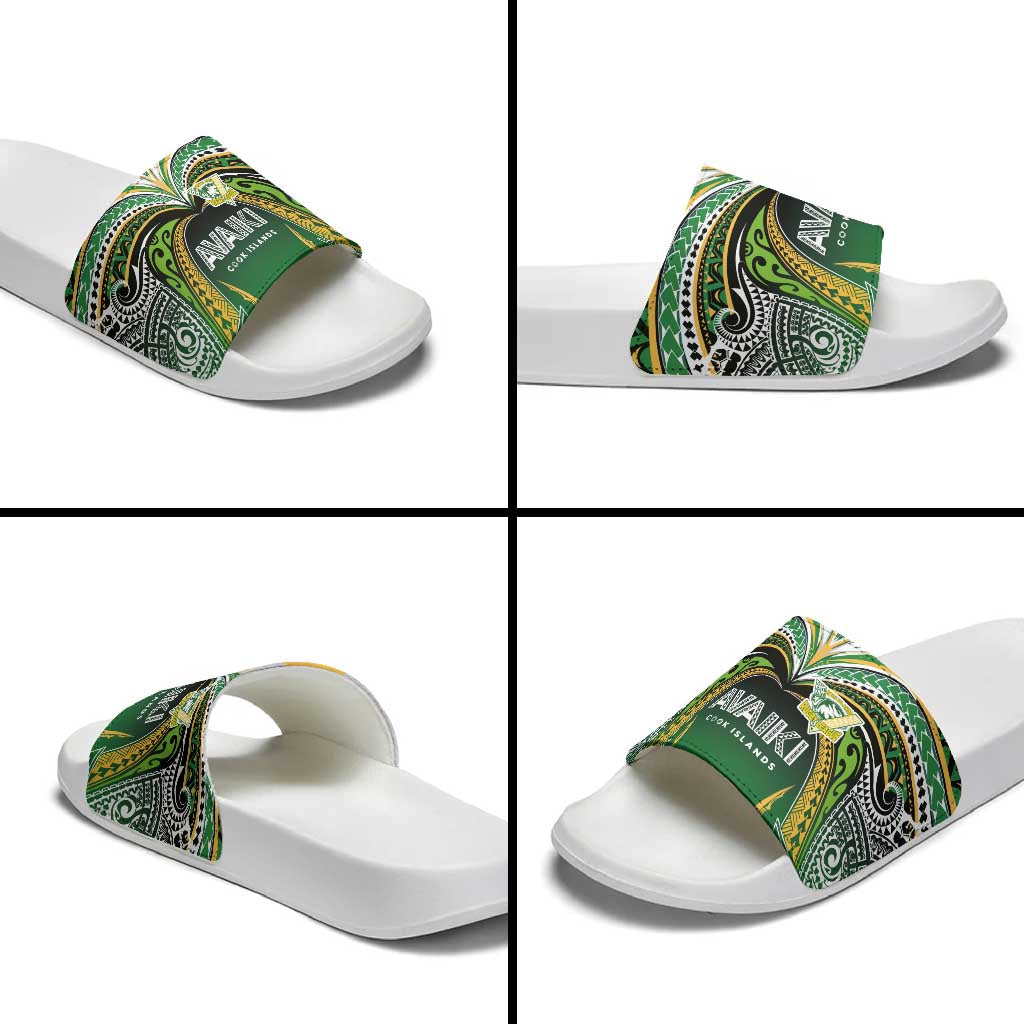Cook Islands Rugby League Slide Sandals Avaiki Tatau Tribal Motifs Black Color - Aussie Hoodie