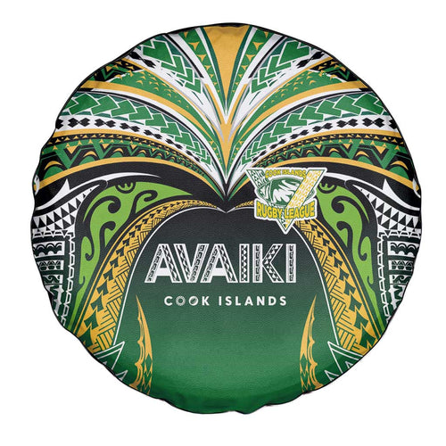 Cook Islands Rugby League Spare Tire Cover Avaiki Tatau Tribal Motifs Black Color - Aussie Hoodie