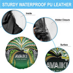 Cook Islands Rugby League Spare Tire Cover Avaiki Tatau Tribal Motifs Black Color - Aussie Hoodie