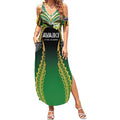 Custom Cook Islands Rugby League Summer Maxi Dress Avaiki Tatau Tribal Motifs Black Color - Aussie Hoodie