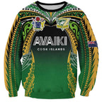 Custom Cook Islands Rugby League Sweatshirt Avaiki Tatau Tribal Motifs Black Color - Aussie Hoodie