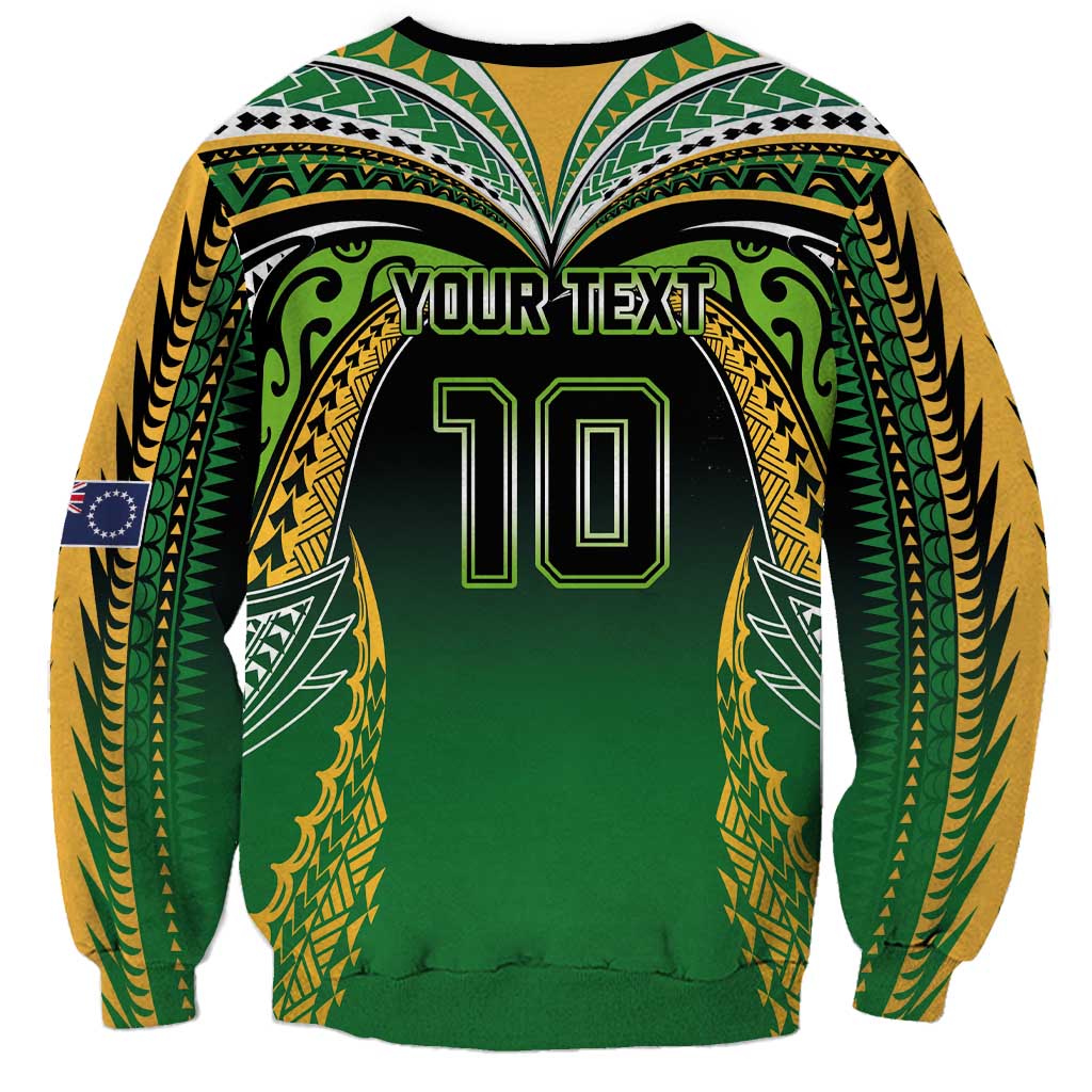 Custom Cook Islands Rugby League Sweatshirt Avaiki Tatau Tribal Motifs Black Color - Aussie Hoodie