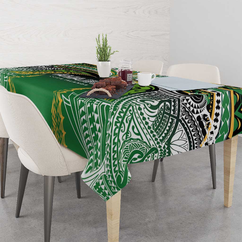 Cook Islands Rugby League Tablecloth Avaiki Tatau Tribal Motifs Black Color - Aussie Hoodie